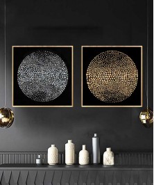 Gold Frame 60*60 Cm 3D Effect Crytsall Porsalein Painting Black